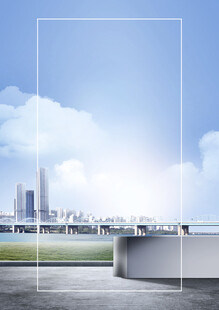 城市天际线与桥的风景