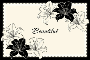 黑白花卉装饰图案