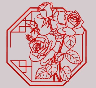 古风月季花传统纹饰花纹窗花