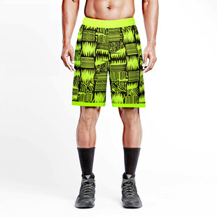 荧光绿个性图案运动短裤