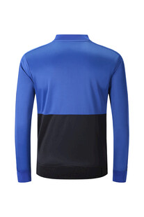 蓝黑拼接长袖运动上衣