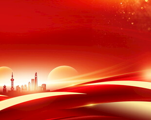 红色城市天际线背景图
