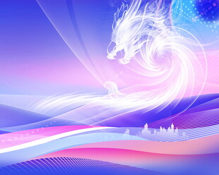 梦幻蓝紫渐变灵动龙形图案