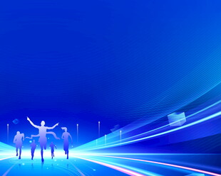 蓝色科技风团队剪影背景