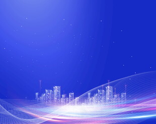 蓝色科技风城市光影背景图