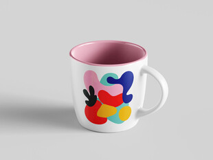 彩色图案陶瓷马克杯展示样机