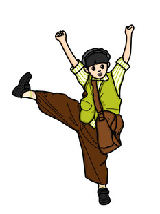 活力少年欢快起舞插画