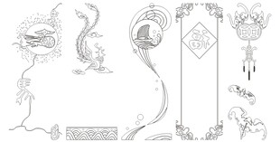 复古花卉边框装饰图案