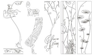 手绘植物线条图