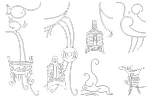 手绘中式古风元素图案