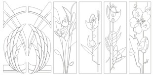 花卉轮廓线稿图案设计