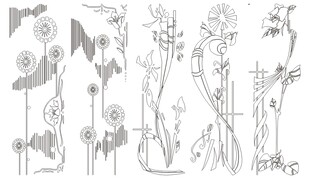 手绘花卉植物线稿图