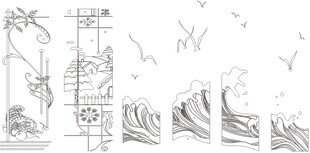 海浪装饰图案设计稿