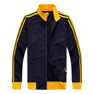 藏黄拼接运动夹克外套
