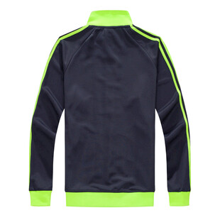 藏青绿边运动外套背面