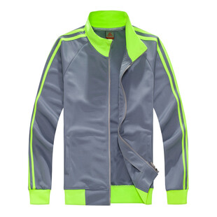 灰绿拼接运动外套