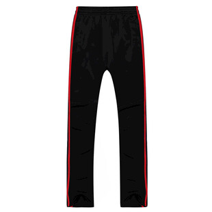 黑色侧边红条纹休闲长裤