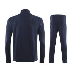 深蓝色立领上衣与长裤套装