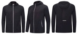 男士黑色连帽拉链外套