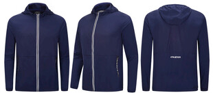 男士深蓝色拉链连帽外套