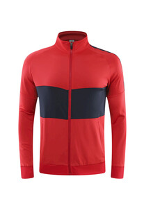 红色拼色拉链运动夹克