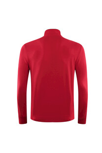 红色立领长袖上衣