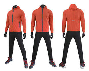 橙色连帽运动套装展示