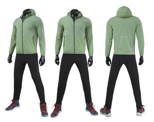 浅绿色连帽户外运动套装