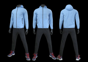 浅蓝色连帽运动套装展示