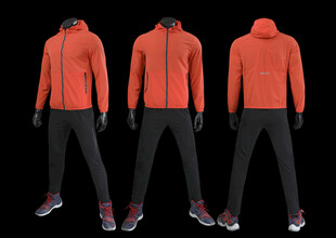 橙色连帽运动套装展示