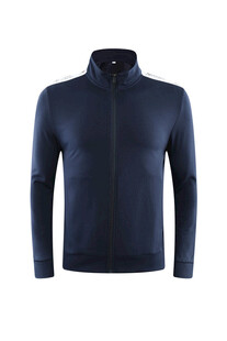 深蓝色立领拉链长袖上衣