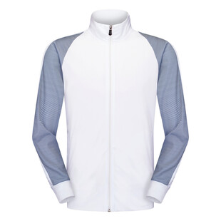 白色拼接长袖运动上衣