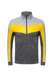 灰黄拼色立领运动夹克