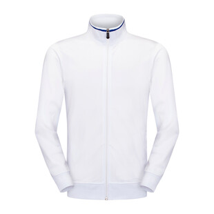 白色拉链立领长袖运动外套