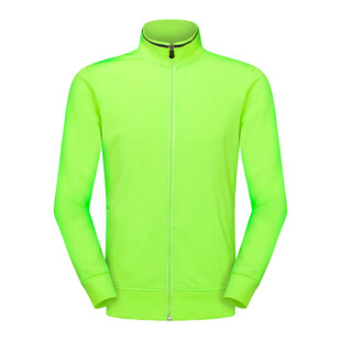 荧光绿长袖拉链运动上衣