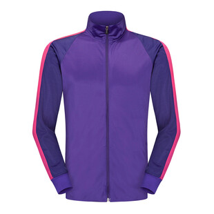 紫色条纹运动拉链外套