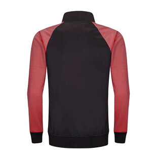 红黑拼接长袖运动上衣