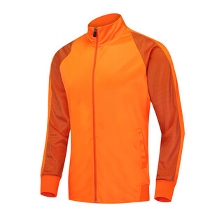 橙色拼接运动拉链外套