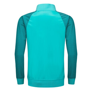 青色长袖运动上衣背面