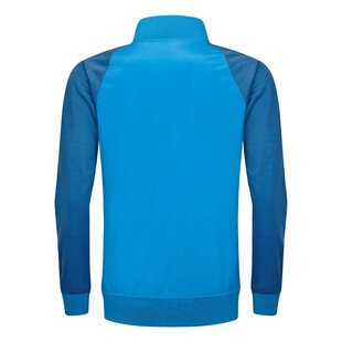 蓝色拼接长袖运动上衣