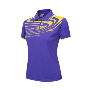 紫色带黄纹女士翻领运动衫