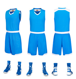 蓝色篮球运动服套装展示