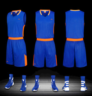 蓝色篮球运动服套装展示