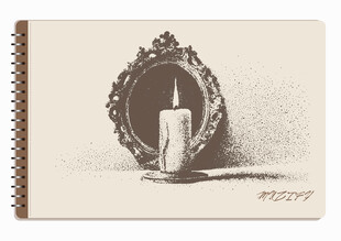 线圈本 蜡烛素描画