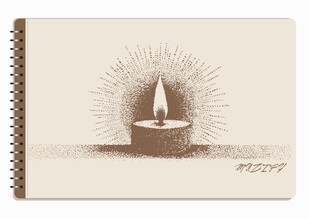 线圈本 蜡烛素描画