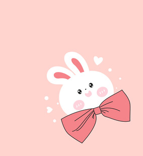 可爱小兔戴粉红蝴蝶结