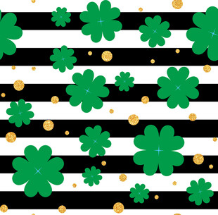 三叶草黑白条纹装饰图案