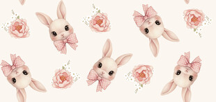 兔子与玫瑰图案设计元素