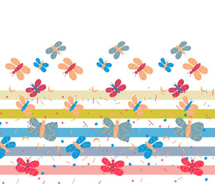 多彩蝴蝶条纹装饰图案