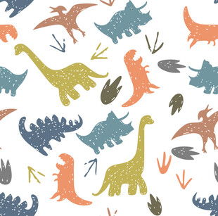 可爱多彩恐龙图案排版
